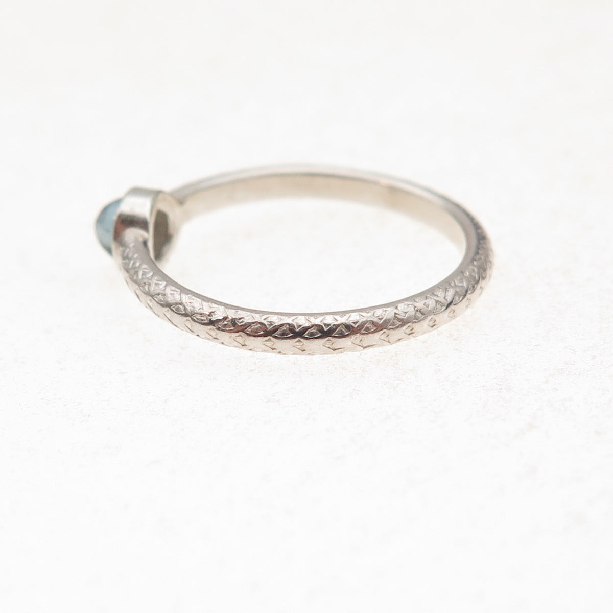 925 Sterling Silver Vintage Real Aquamarine Oxidized Ring Size 6.25
