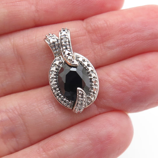 ROSS SIMONS 925 Sterling Silver 2-Tone Real Diamond & Spinel Minimalist Pendant