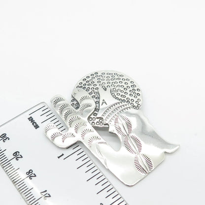 925 Sterling Silver Vintage Coyote & Cactus Pin Brooch