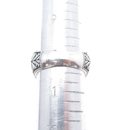 925 Sterling Silver Antique Art Deco Real Ruby Floral Oxidized Ring Size 10.25