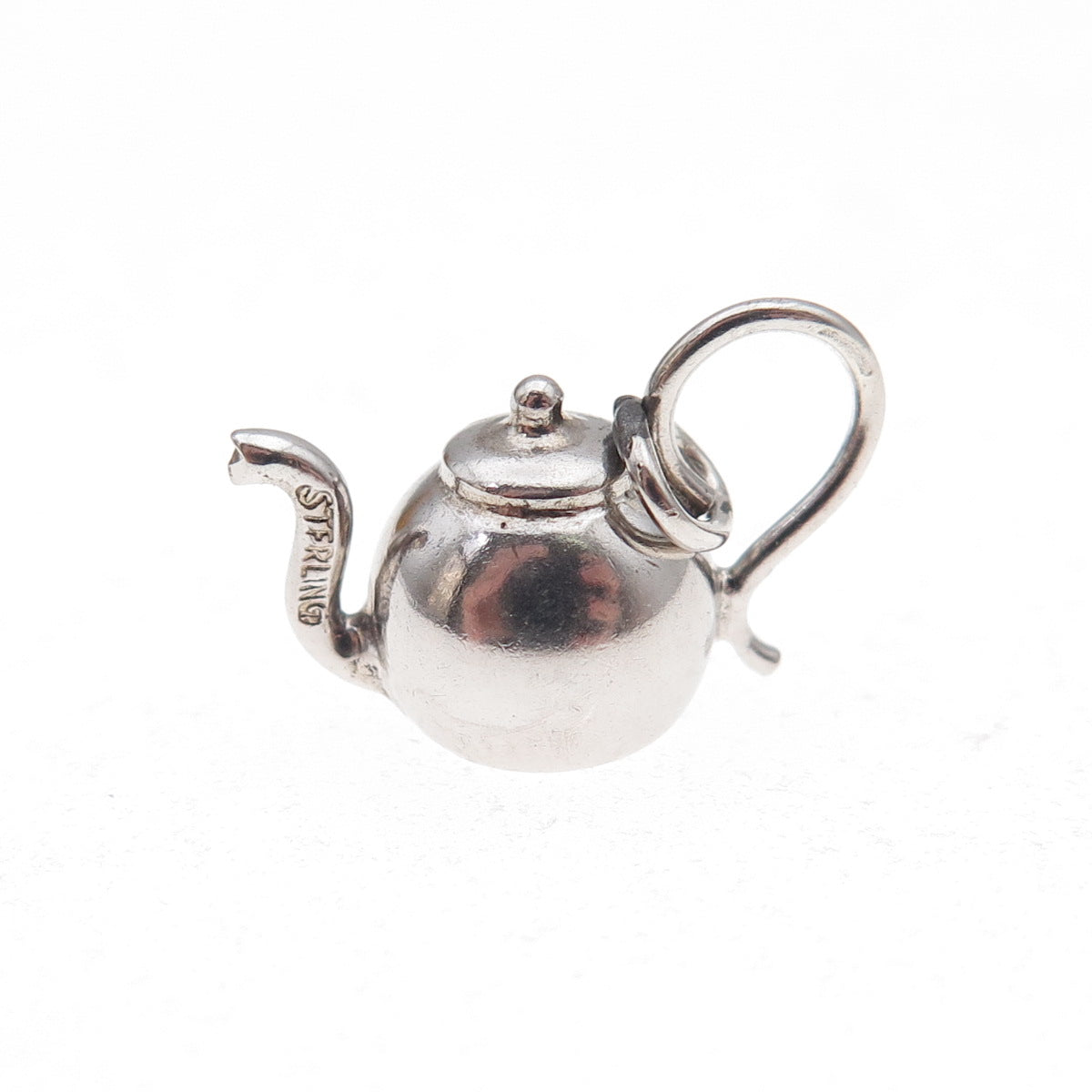 925 Sterling Silver Antique Art Deco Teapot 3D Charm Pendant
