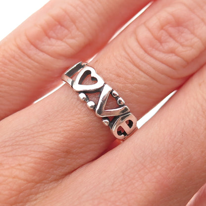 925 Sterling Silver Vintage Love Oxidized Ring Size 6