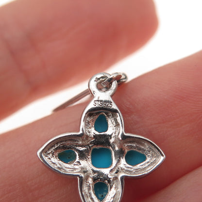 Chuck Clemency 925 Sterling Sleeping Beauty Turquoise White Topaz Cross Earrings