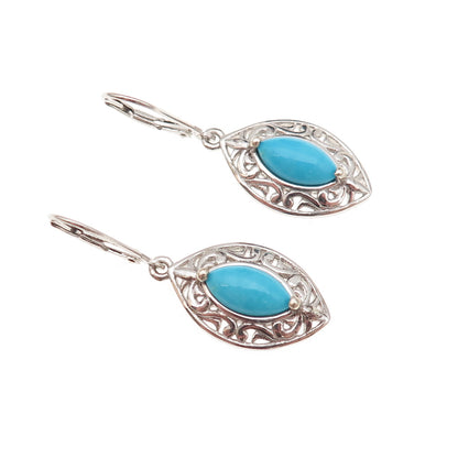 Chuck Clemency Sterling Silver Real Sleeping Beauty Turquoise Floral Earrings