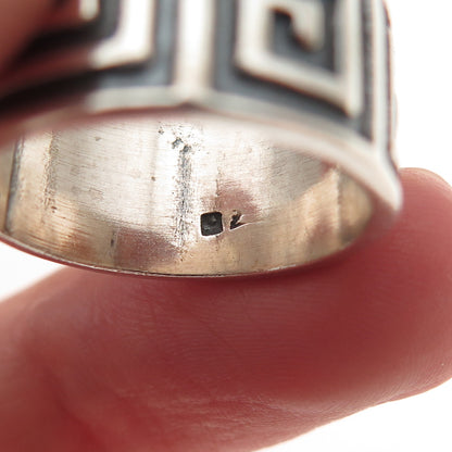 925 Sterling Silver Vintage Aztec Spiral Oxidized Band Ring Size 6.5