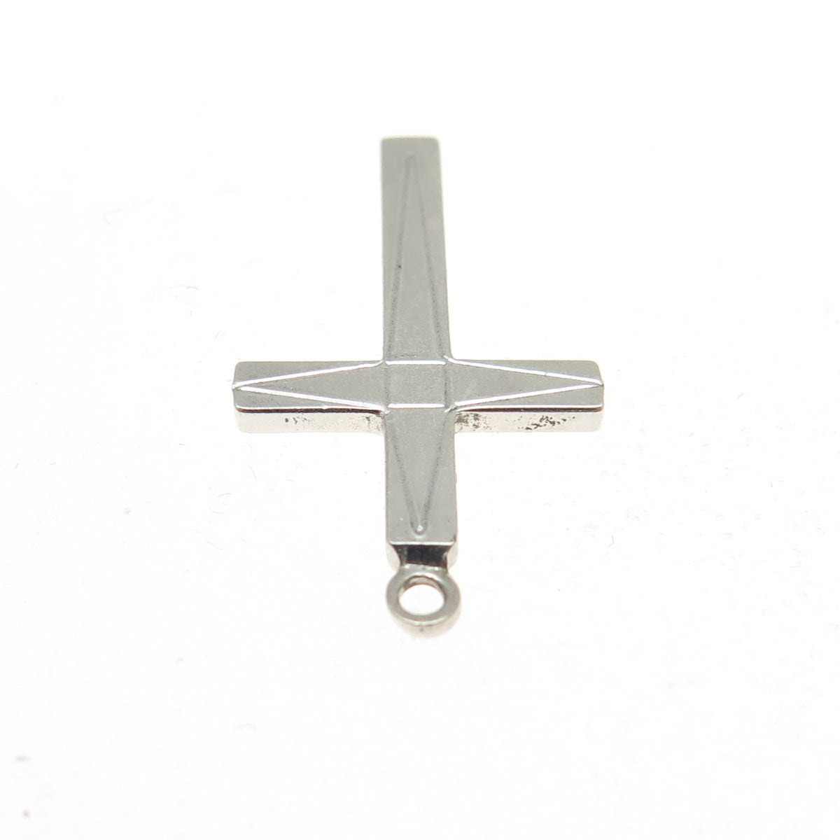 H.F. BARROWS 925 Sterling Silver Antique Art Deco Cross Striped Pendant