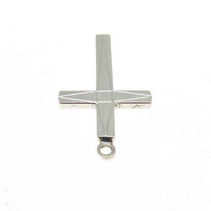 H.F. BARROWS 925 Sterling Silver Antique Art Deco Cross Striped Pendant