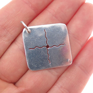 925 Sterling Silver Vintage Modernist X Symbol Charm Pendant