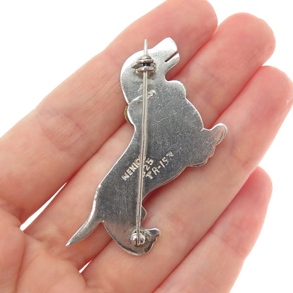 925 Sterling Silver 2-Tone Vintage Mexico Dachshund Dog Pin Brooch