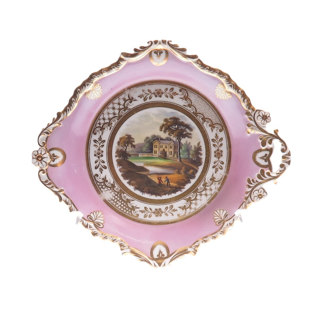 RIDGWAY Antique Early XX Hand Painted Elizabethan House Porcelain Plate #1321