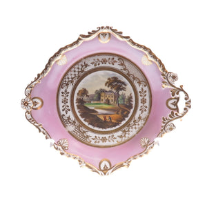 RIDGWAY Antique Early XX Hand Painted Elizabethan House Porcelain Plate #1321