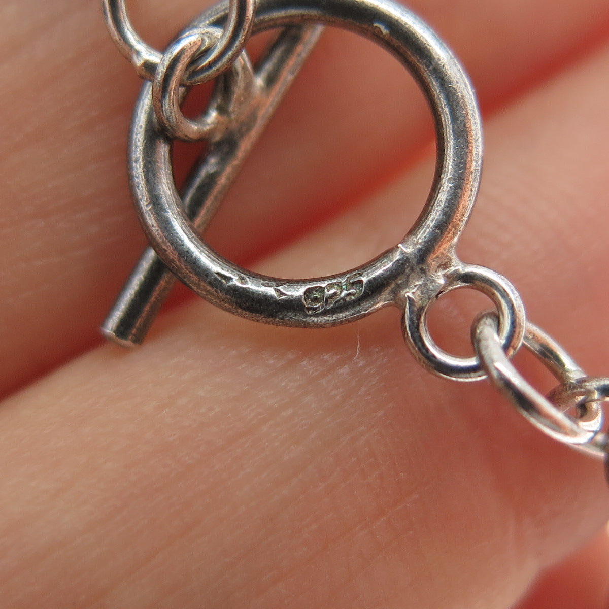 925 Sterling Silver Vintage Heart 5-Charm Oxidized Bracelet 7"
