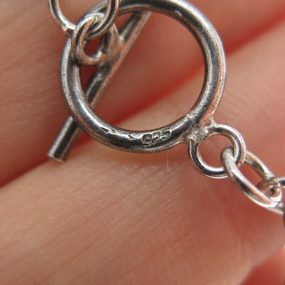 925 Sterling Silver Vintage Heart 5-Charm Oxidized Bracelet 7"