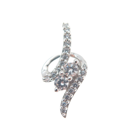 925 Sterling Silver Round-Cut C Z Twisted Minimalist Slide Pendant