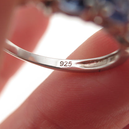 Chuck Clemency 925 Sterling Silver Real Round-Cut Tanzanite Ring Size 7