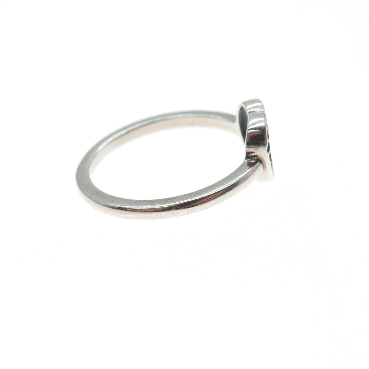 925 Sterling Silver Round-Cut C Z Open Heart Ring Size 6