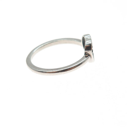 925 Sterling Silver Round-Cut C Z Open Heart Ring Size 6