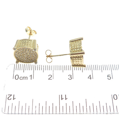 925 Sterling Silver Gold Plated Round-Cut C Z Sparkle Stud Earrings