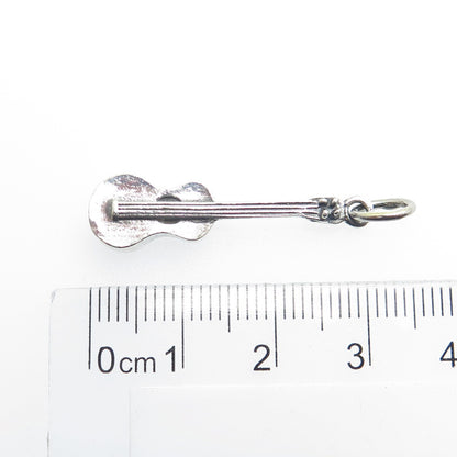 925 Sterling Silver Vintage Guitar Minimalist Charm Pendant