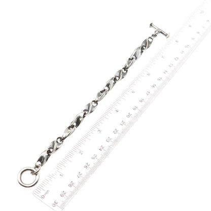 925 Sterling Silver Vintage Mexico Modernist Anchor Link Oxidized Bracelet 7"