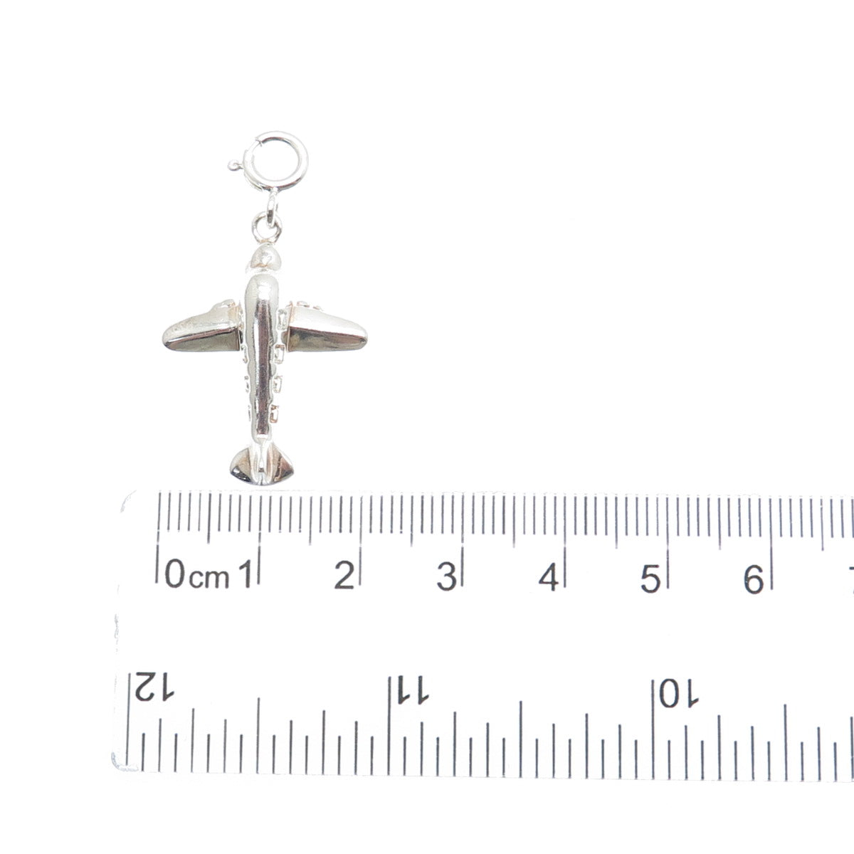 925 Sterling Silver Vintage Airplane Spring Ring Lock Clasp Charm Pendant