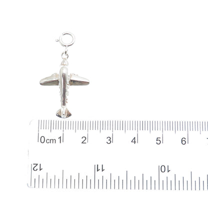925 Sterling Silver Vintage Airplane Spring Ring Lock Clasp Charm Pendant