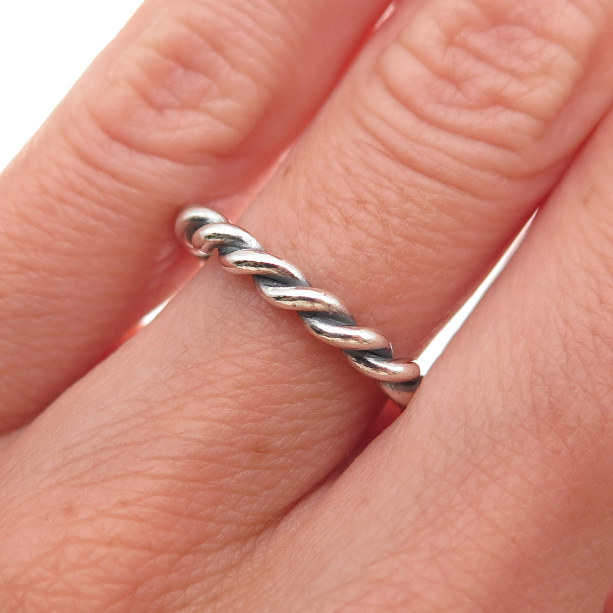 Pandora 925 Sterling Silver Twisted Band Ring Size 5.25