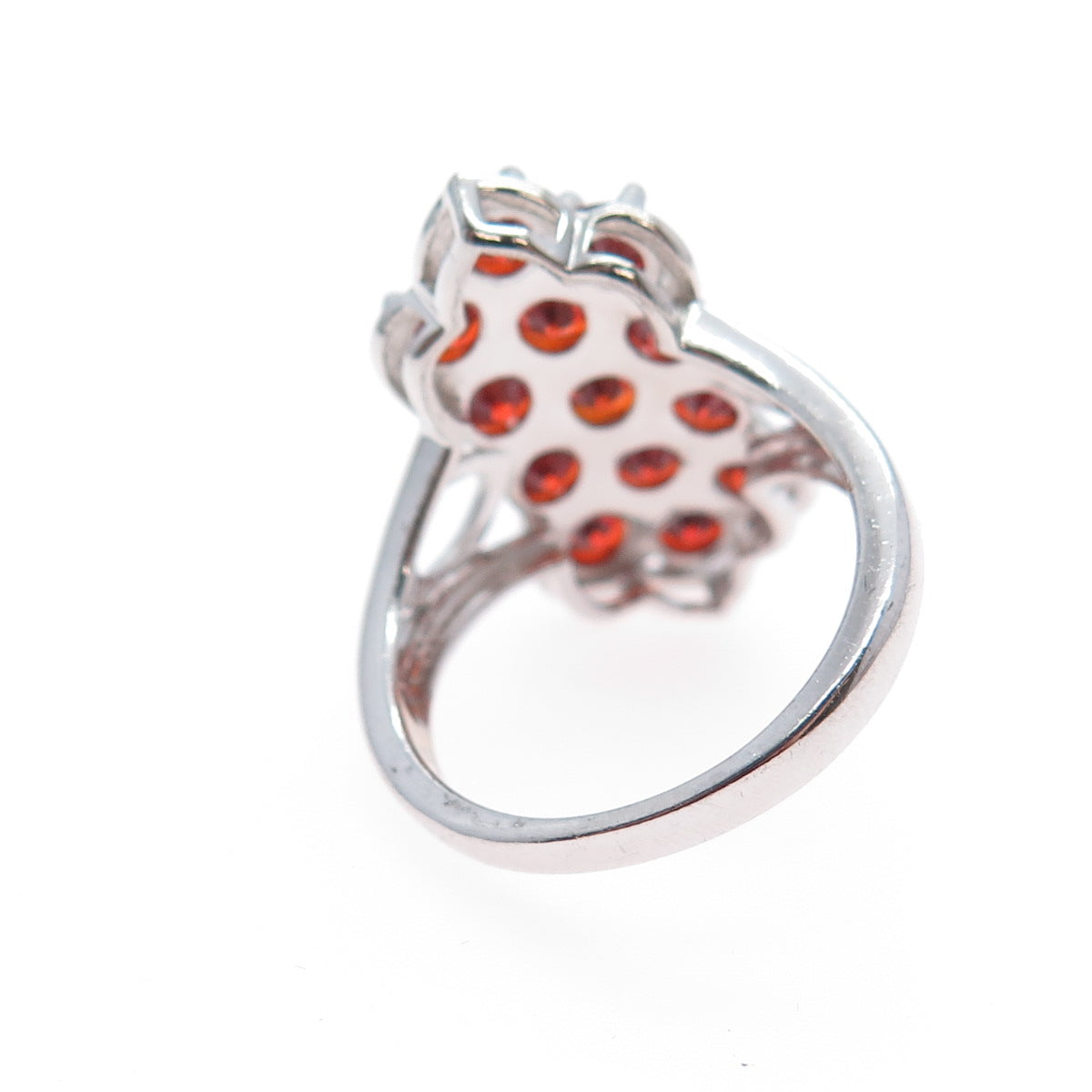 925 Sterling Silver Real Spessartine Garnet Cluster Ring Size 7