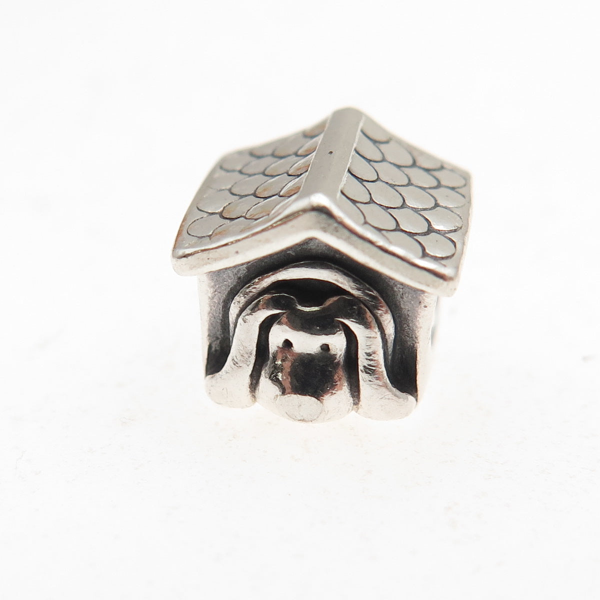 Pandora 925 Sterling Silver Red Enamel Heart Dog House Slide Bead Charm