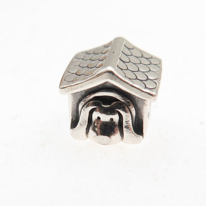 Pandora 925 Sterling Silver Red Enamel Heart Dog House Slide Bead Charm
