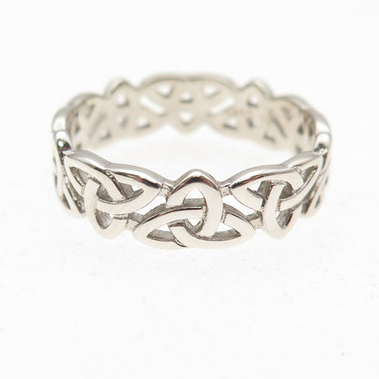 925 Sterling Silver Vintage Celtic Trinity Knot Band Ring Size 10.25