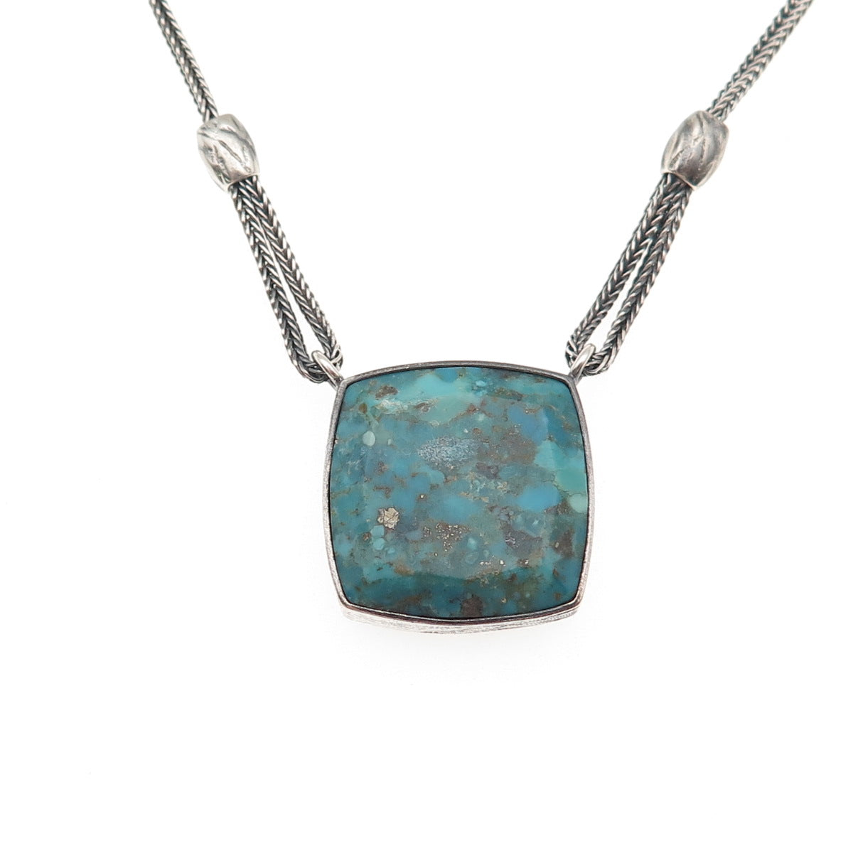 Silpada 925 Sterling Silver Vintage Real Turquoise & Black Onyx Necklace 18-20"