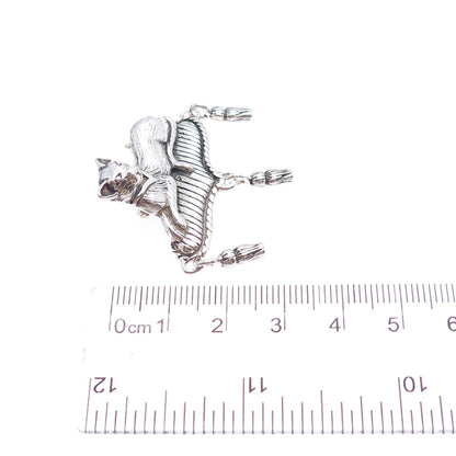 JEZLAINE 925 Sterling Silver Vintage Resting Cat Oxidized Pin Brooch