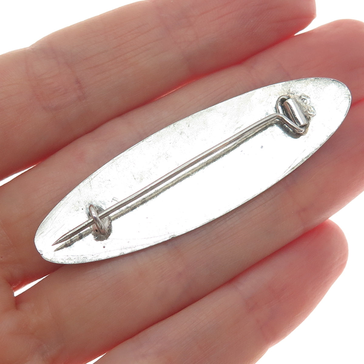 925 Sterling Silver Antique Niello Hindu Temple Pin Brooch
