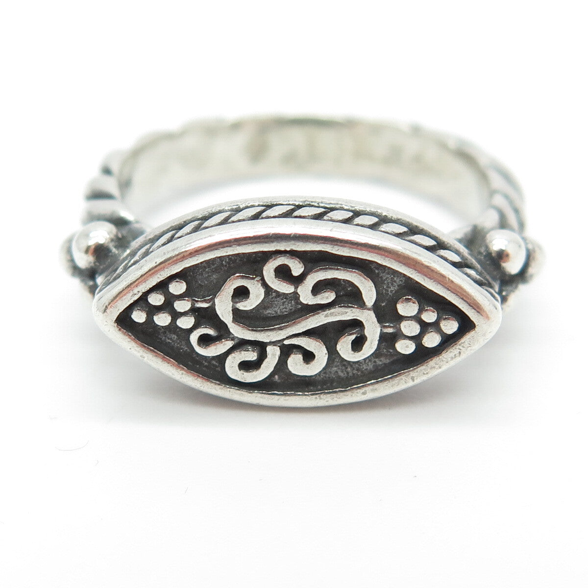 925 Sterling Silver Vintage Grape Vine Marquise-Shape Signet Ring Size 9.25