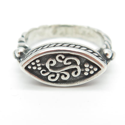 925 Sterling Silver Vintage Grape Vine Marquise-Shape Signet Ring Size 9.25