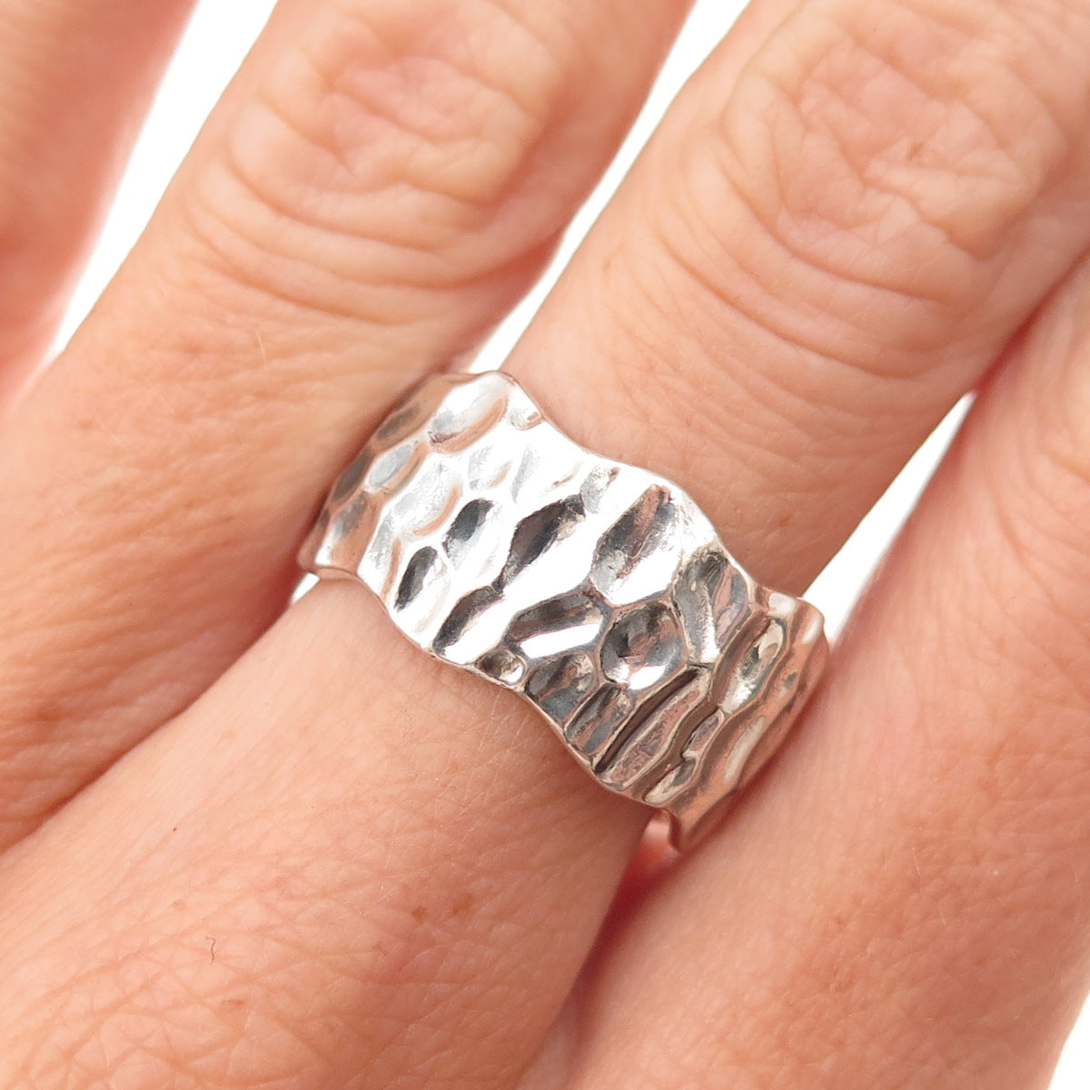 Marie Jennifer 925 Sterling Silver Vintage Modernist Wide Band Ring Size 7.5