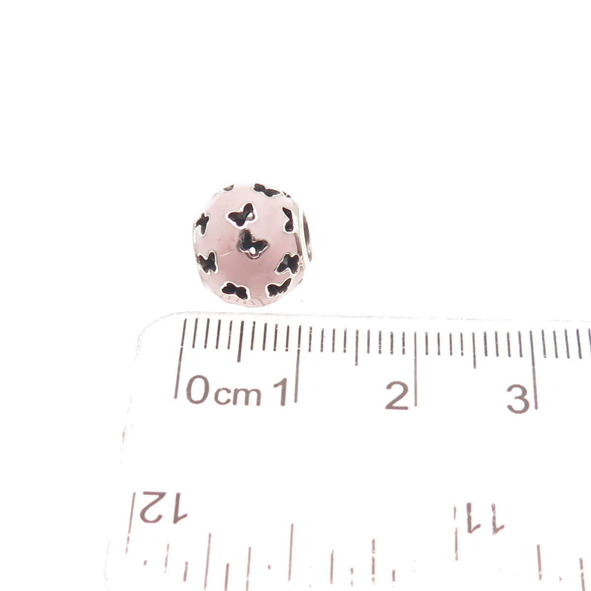 PANDORA 925 Sterling Silver Pink Enamel Fluttering Butterflies Slide Bead Charm