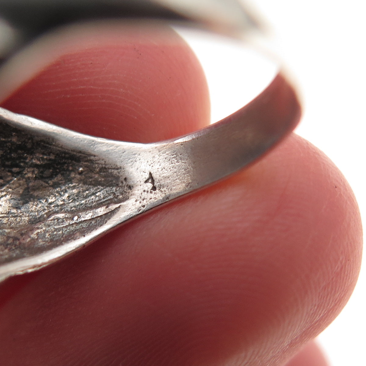 925 Sterling Silver Vintage Modernist Oxidized Dome Ring Size 7