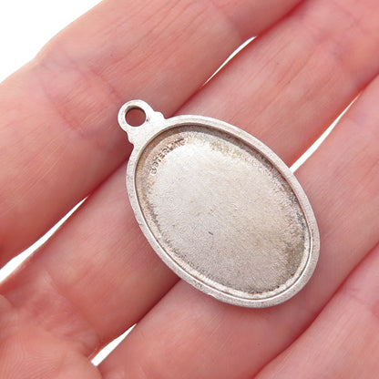925 Sterling Silver Vintage St. Christopher Religious Oxidized Charm Pendant