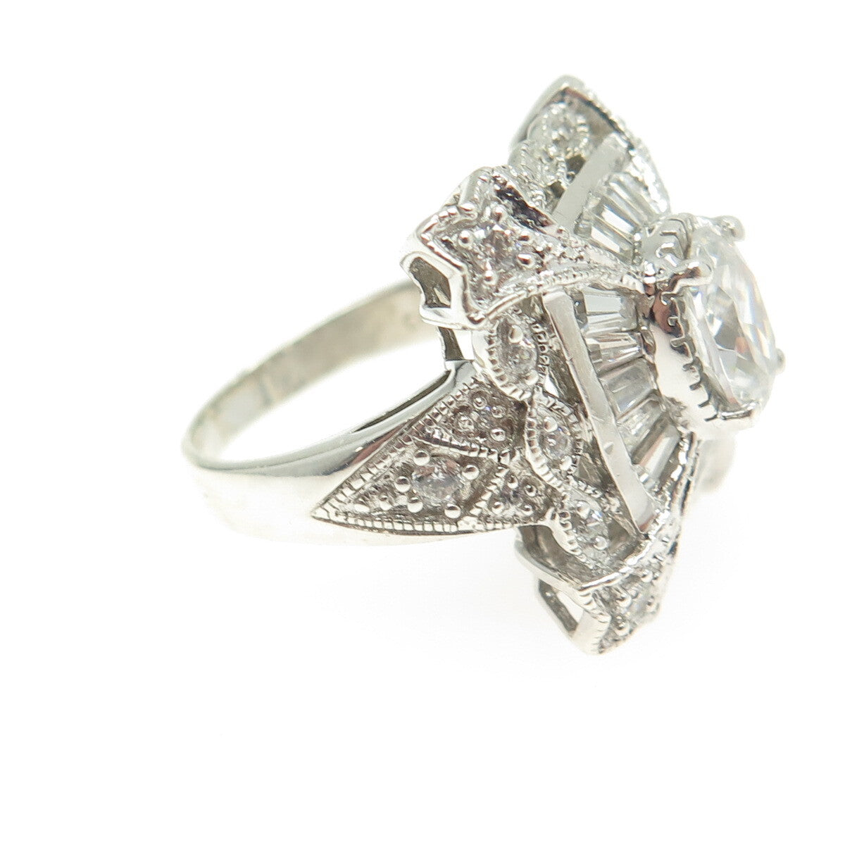 925 Sterling Silver Multi-Color C Z Ring Size 6.5