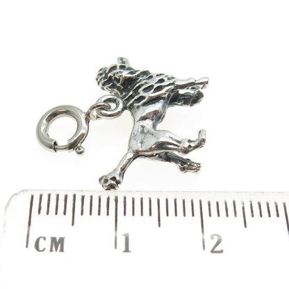 925 Sterling Silver Vintage Poodle Dog Spring Ring Lock Charm Pendant