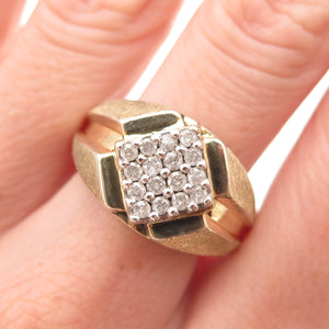 925 Sterling Silver Gold Plated Real Round-Cut Diamond Ring Size 10