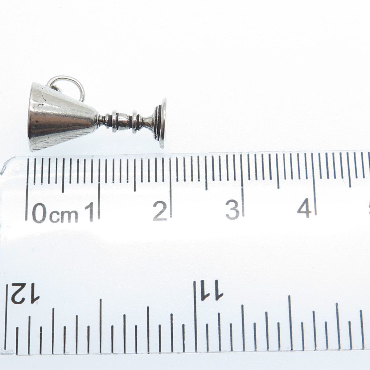 SUNWEST 925 Sterling Silver Vintage Wine Goblet Oxidized Mini 3D Charm Pendant