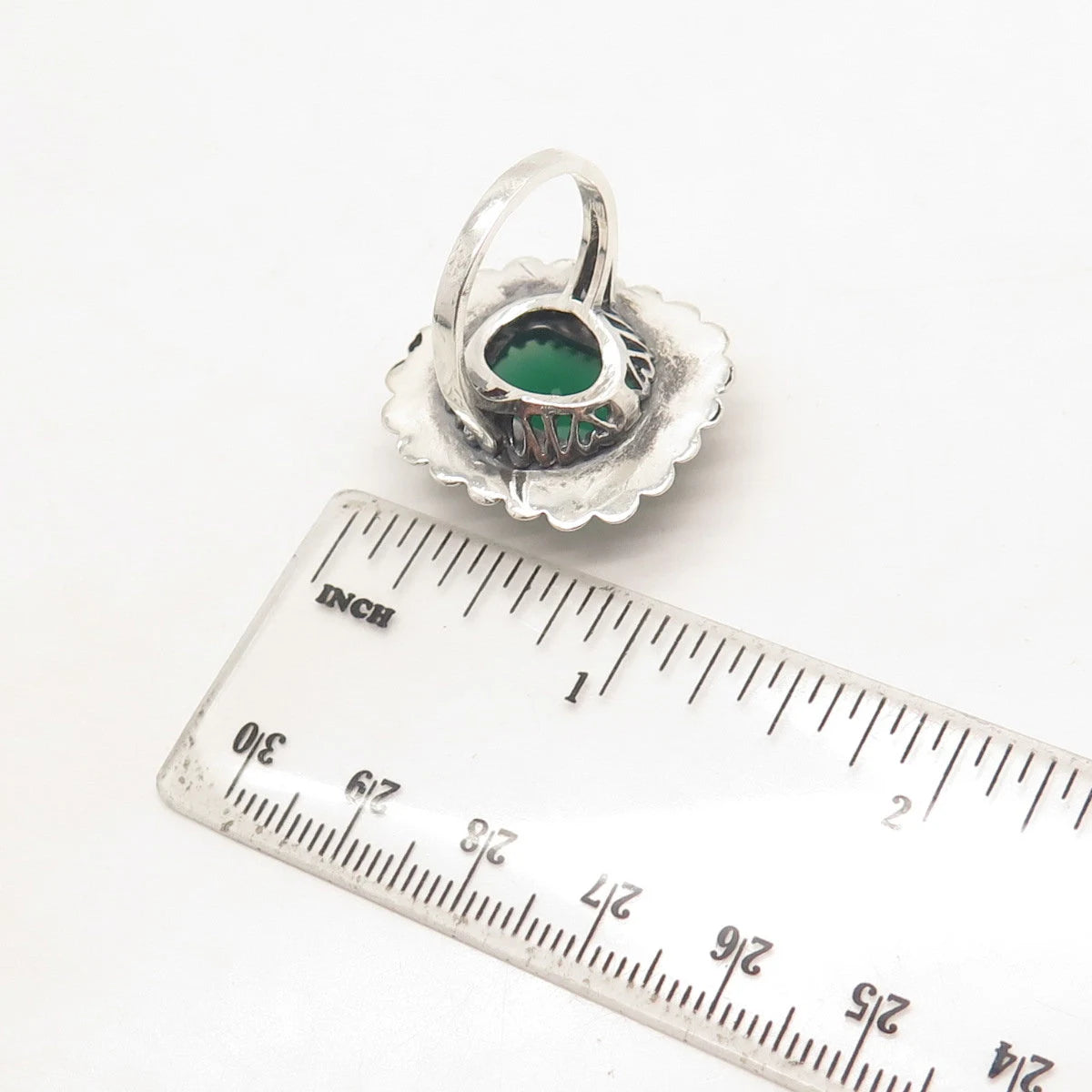 925 Sterling Silver Vintage Real Chalcedony Gemstone Ring Size 6.5