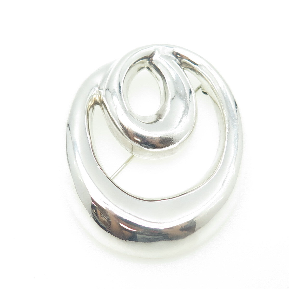 ZINA 925 Sterling Silver Vintage Modernist Twisted Knot Pin Brooch