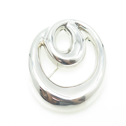 ZINA 925 Sterling Silver Vintage Modernist Twisted Knot Pin Brooch