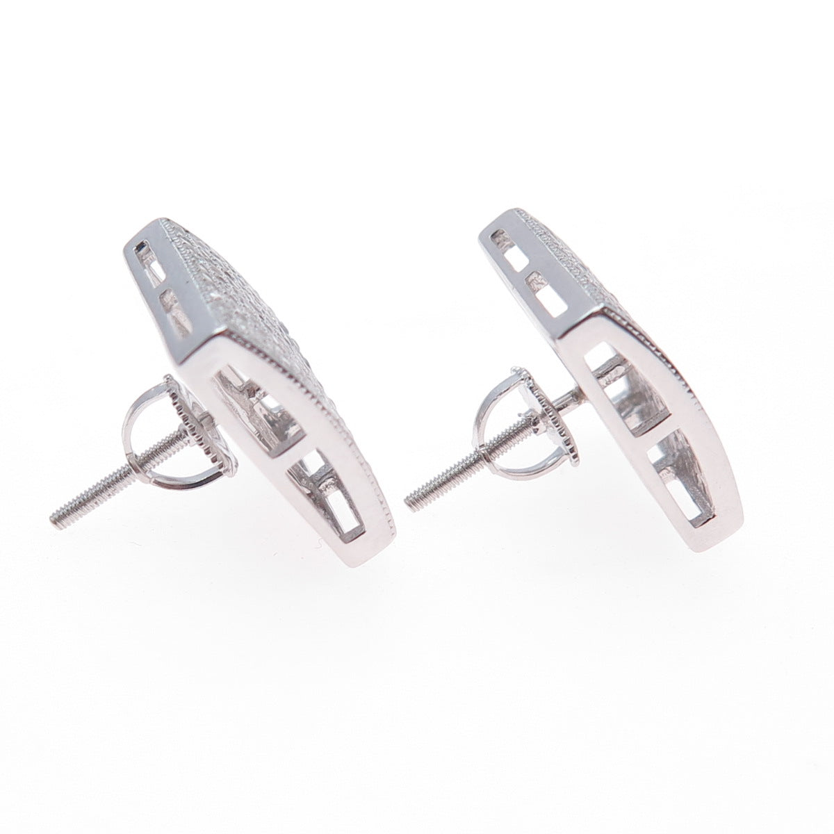 925 Sterling Silver Round-Cut C Z 15mm Square Stud Earrings