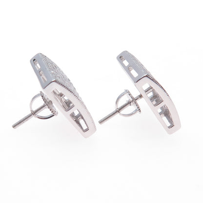925 Sterling Silver Round-Cut C Z 15mm Square Stud Earrings