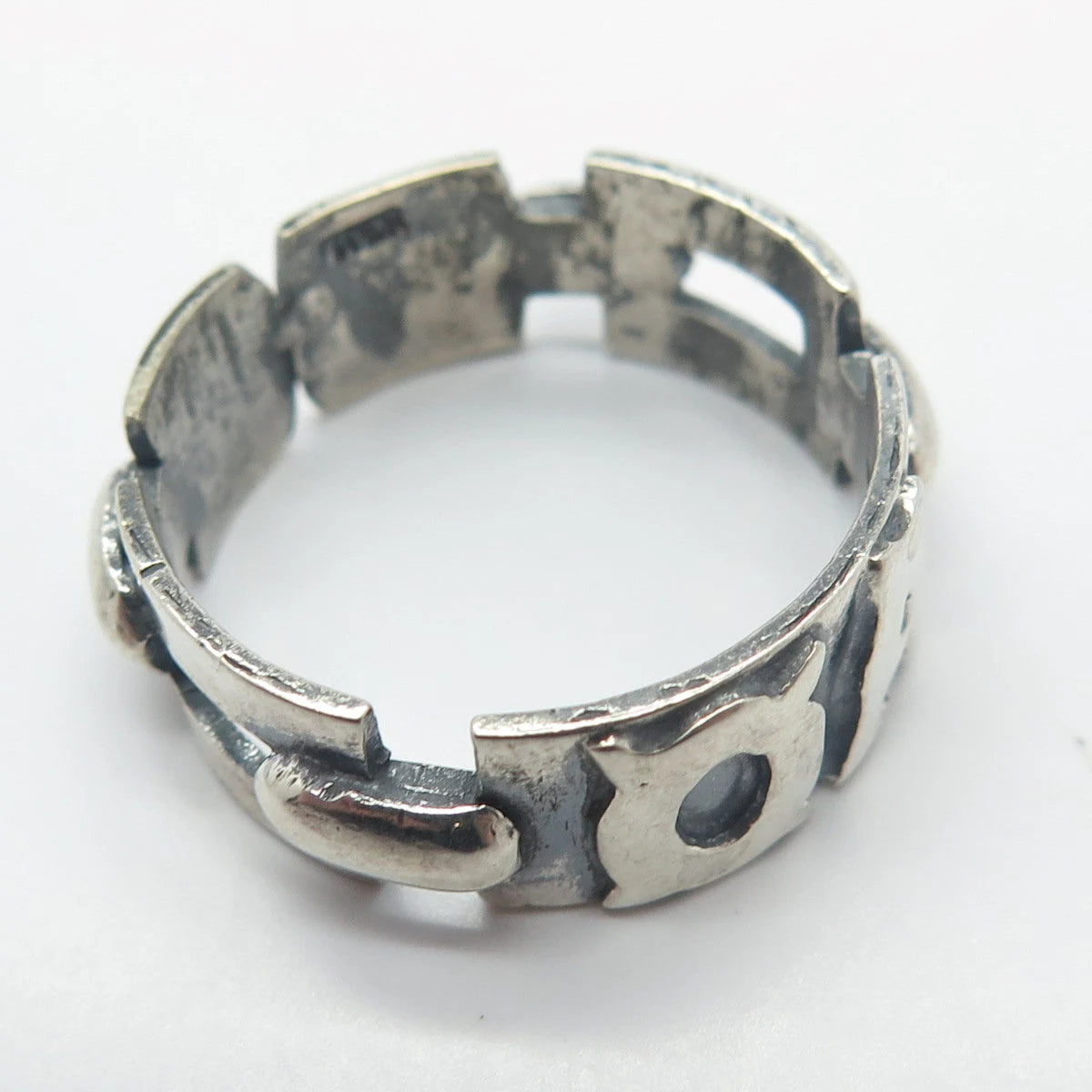 925 Sterling Silver Vintage Chain Band Ring Size 11.25